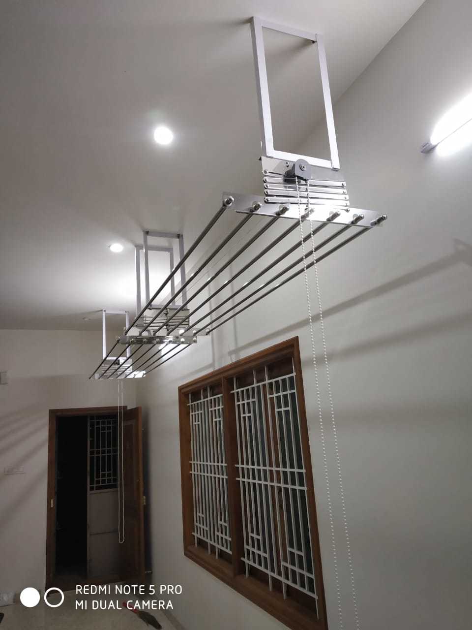 Ceiling Cloth Hangers - Stainless Steel, 5 To 8 Feet Length, Silver Color | Movable Design, 50 Kg Capacity, Height Adjustable
