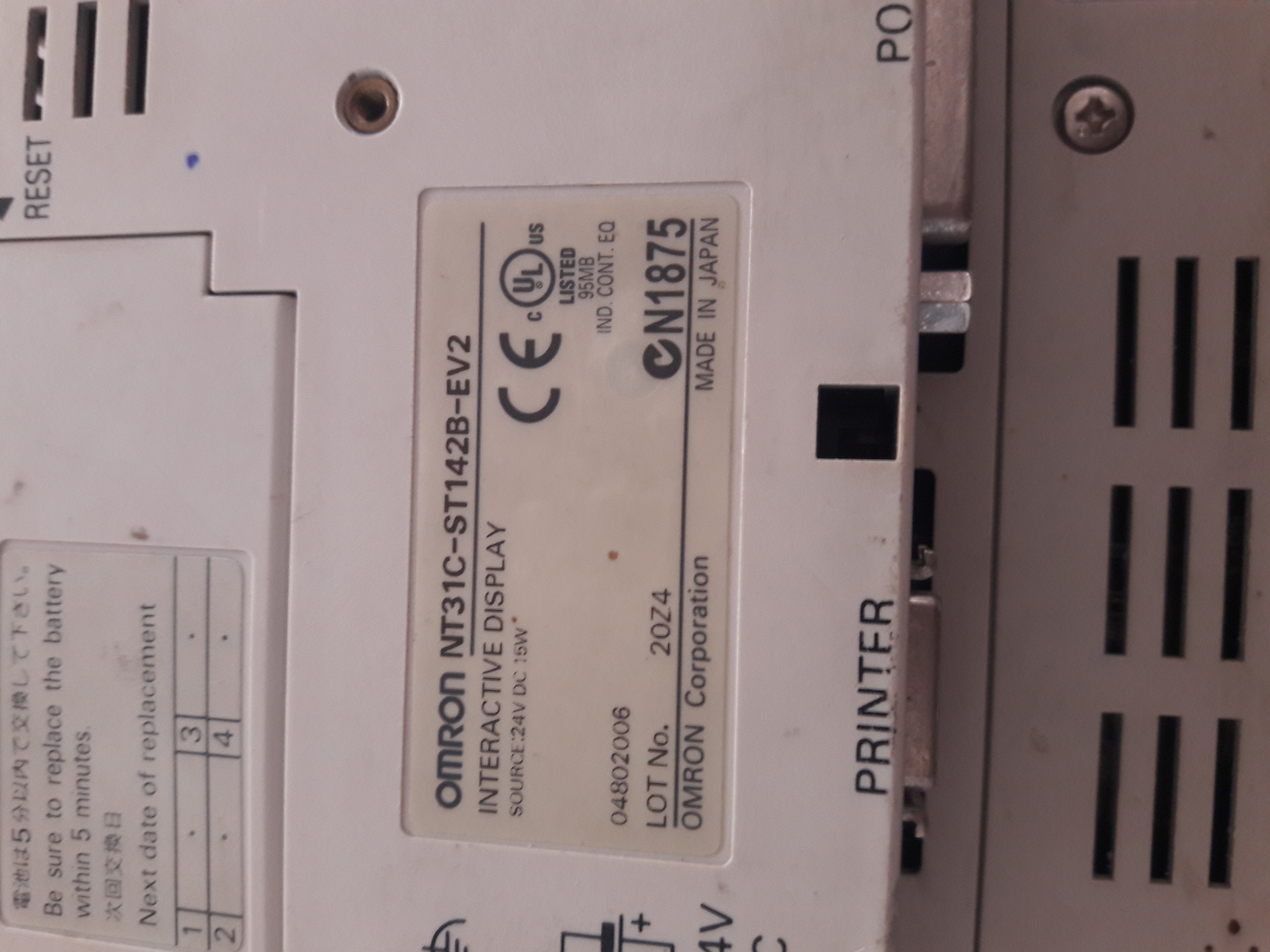 Omron Nt31c-st142b-ev2 - 24v Dc 15w, Interactive Display | Easy Installation, Programmable Logic, Data Logging