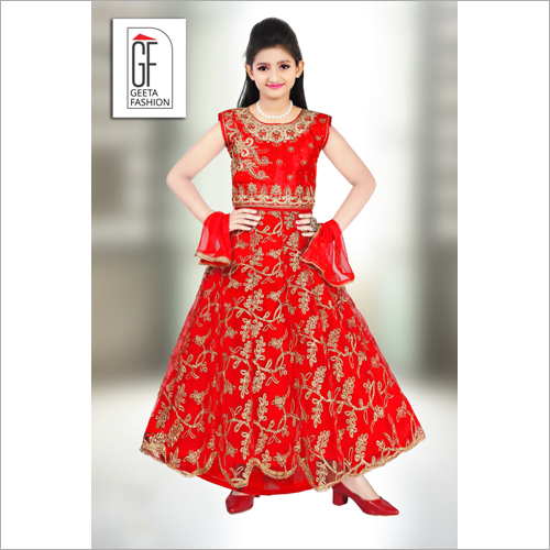 Girls Embroidery Work Lehenga - Trendy Design, Washable Fabric | Embroidered Pattern for Kids