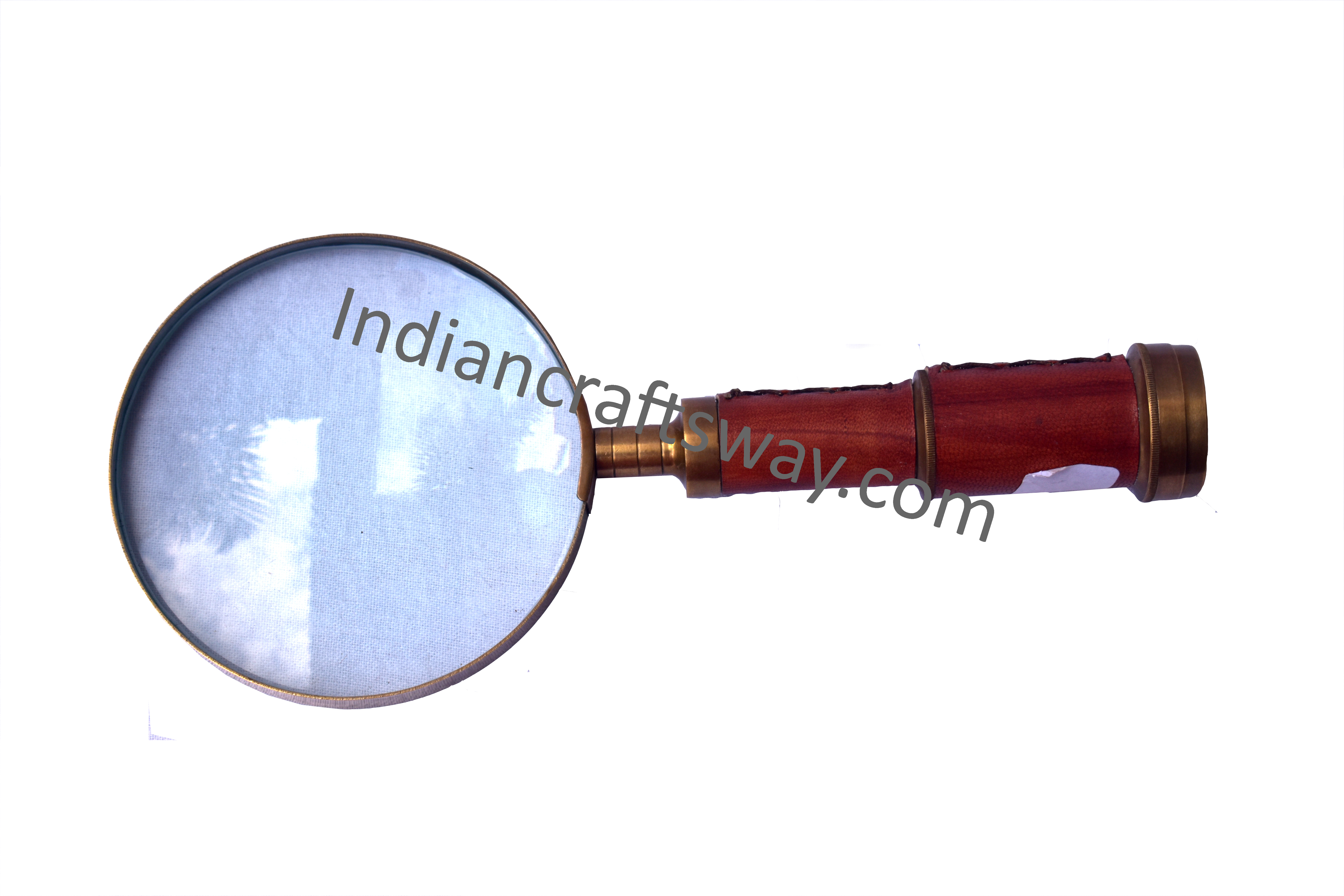 Antique Brass Magnifying Glass - 20x10x1 Cm Brown And Golden Finish | Polished Nautical Design For Office Gifting And Home Decoration