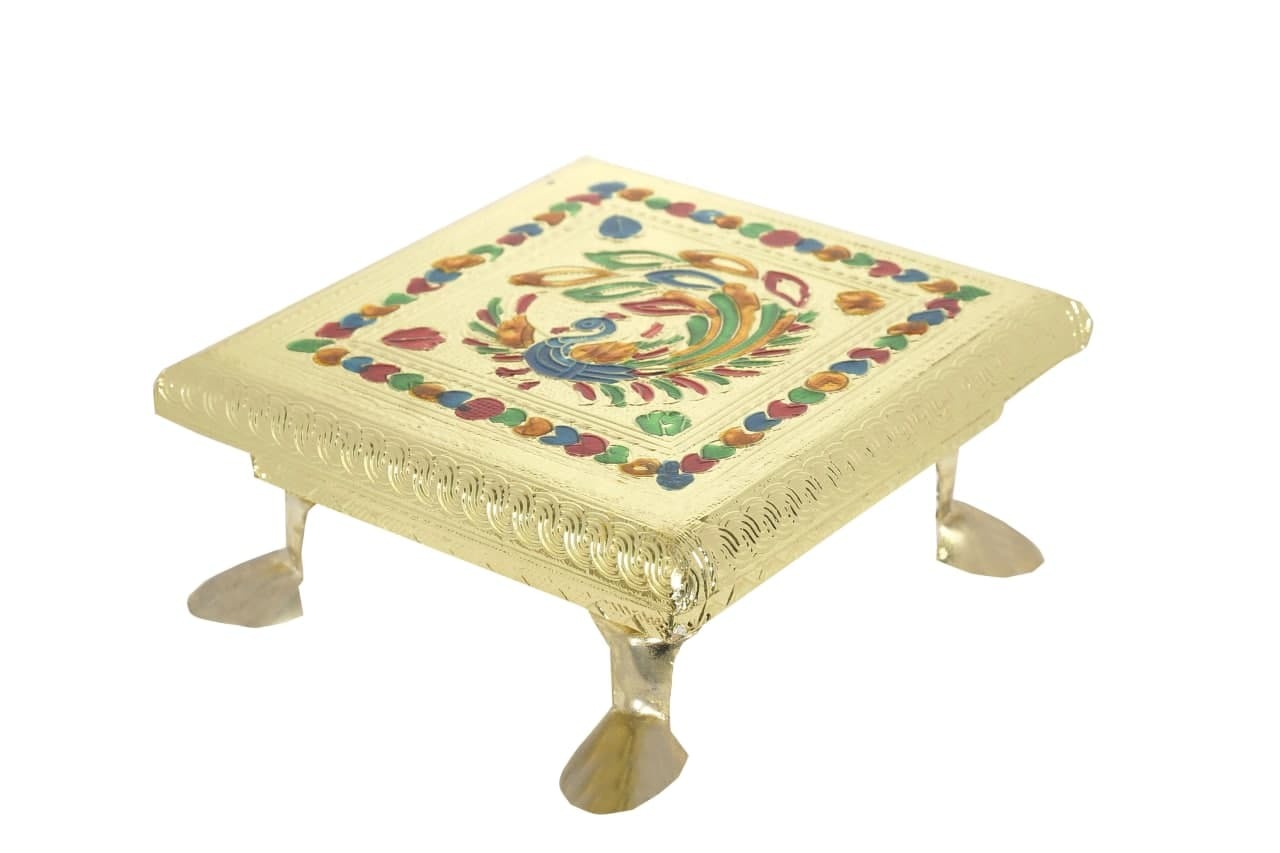 Pooja Chowki Bajot With Metal Stand