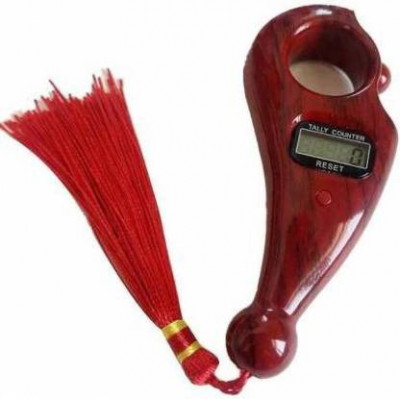 RED WOODEN MANUAL HAND FINGER DIGITAL TALLY COUNTING MACHINE