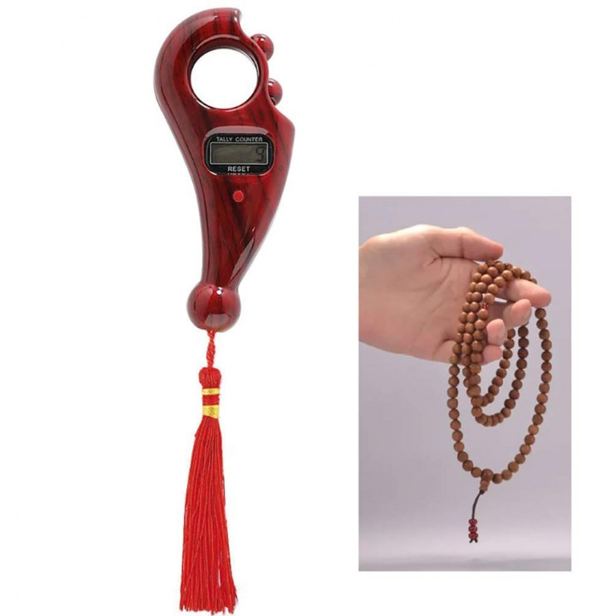 Red Wooden Manual Hand Finger Digital Tally Counting Machine