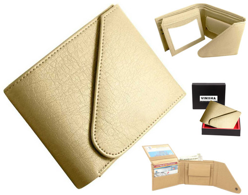 पुरुषों के वॉलेट पु लेदर बेज ट्राई-फोल्ड जेंट्स पर्स का साइज़: 11.5 X 9 X 1 Cm