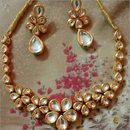 Gold Kundan Necklace - Gold Finish, Lightweight, Skin-Friendly, Flexible Design | Perfect for Weddings, Parties, Anniversaries, and Special Gifts