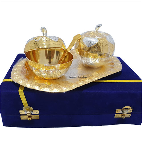 Golden And Silver Dual Tone Apple Bowl Set