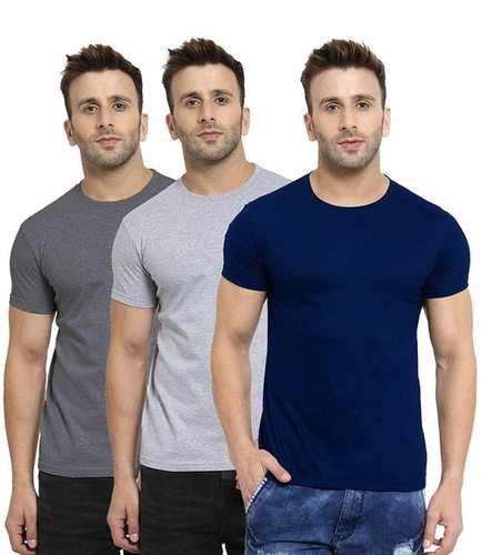 Mens Cotton T-Shirt Pack of 3 - Customizable Sizes in 20+ Solid Colors | Anti-UV, Anti-Wrinkle, Breathable, Quick Dry, Non-Toxic