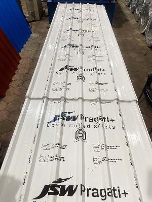 JSW Pragati+ - 0.3-0.8mm AluZinc Colour Coated Roofing Profile Sheet | High Corrosion Resistance, Aesthetic Appeal, Durable Strength