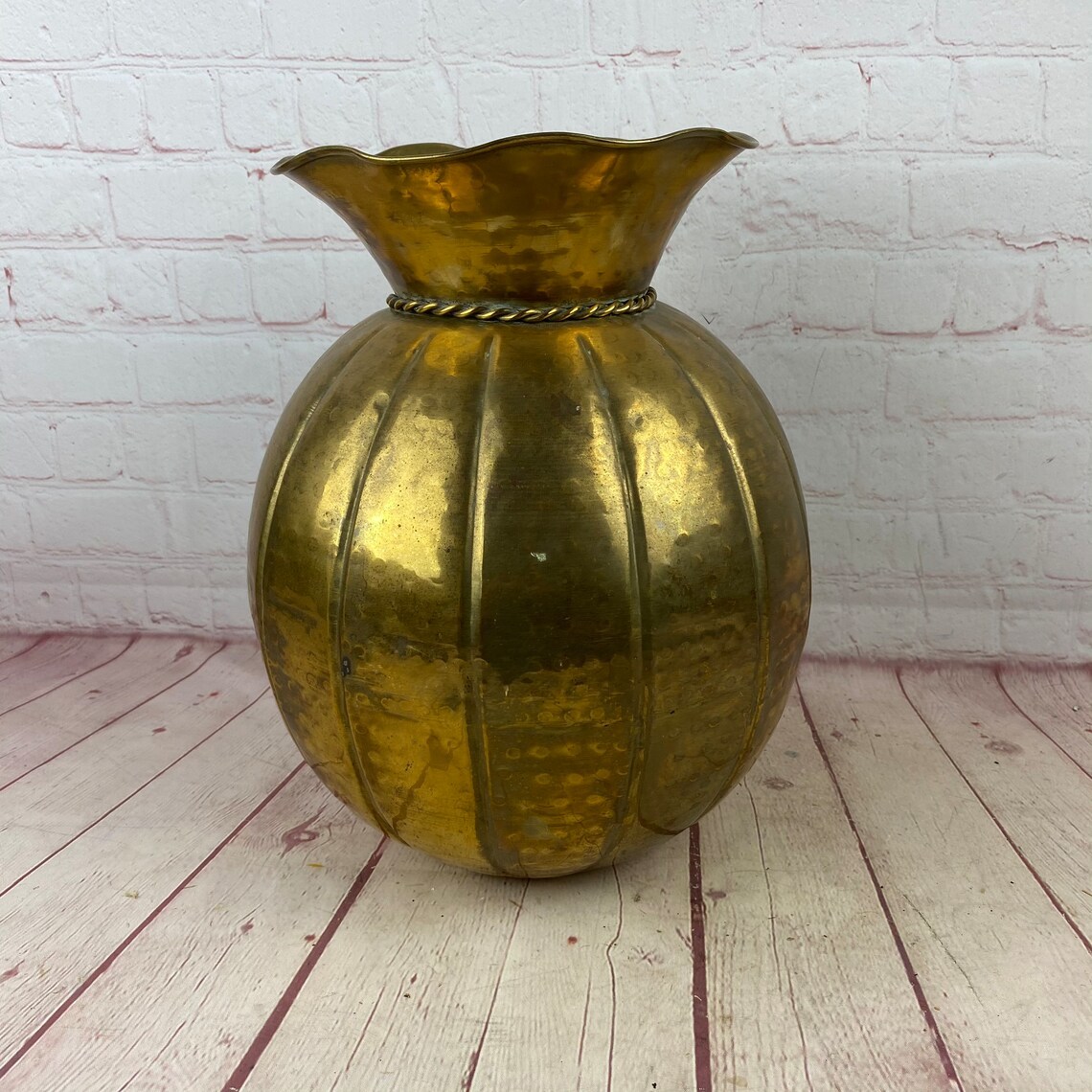 Vintage Solid Brass Planter