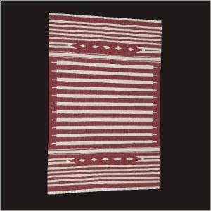 Designer Floor Rugs - Cotton, Various Dimensions, Striped Red Pattern | Handwoven, Low Pile Height, Lightweight Texture