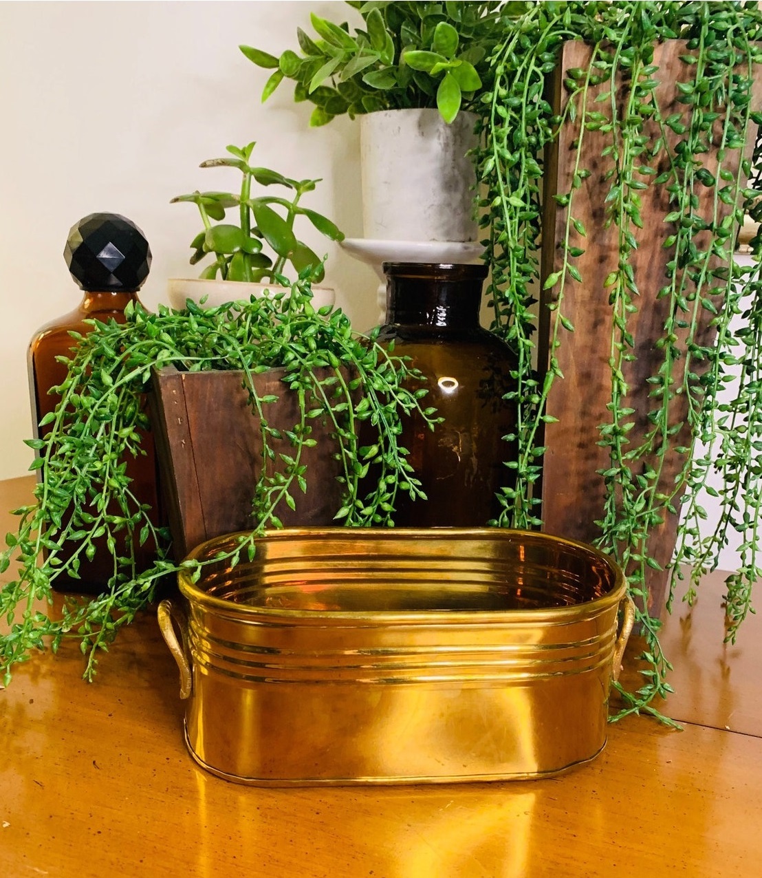 Vintage Brass Planter With Lid