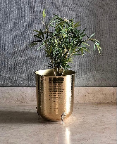 Vintage High Quality Engraved Brass Planter