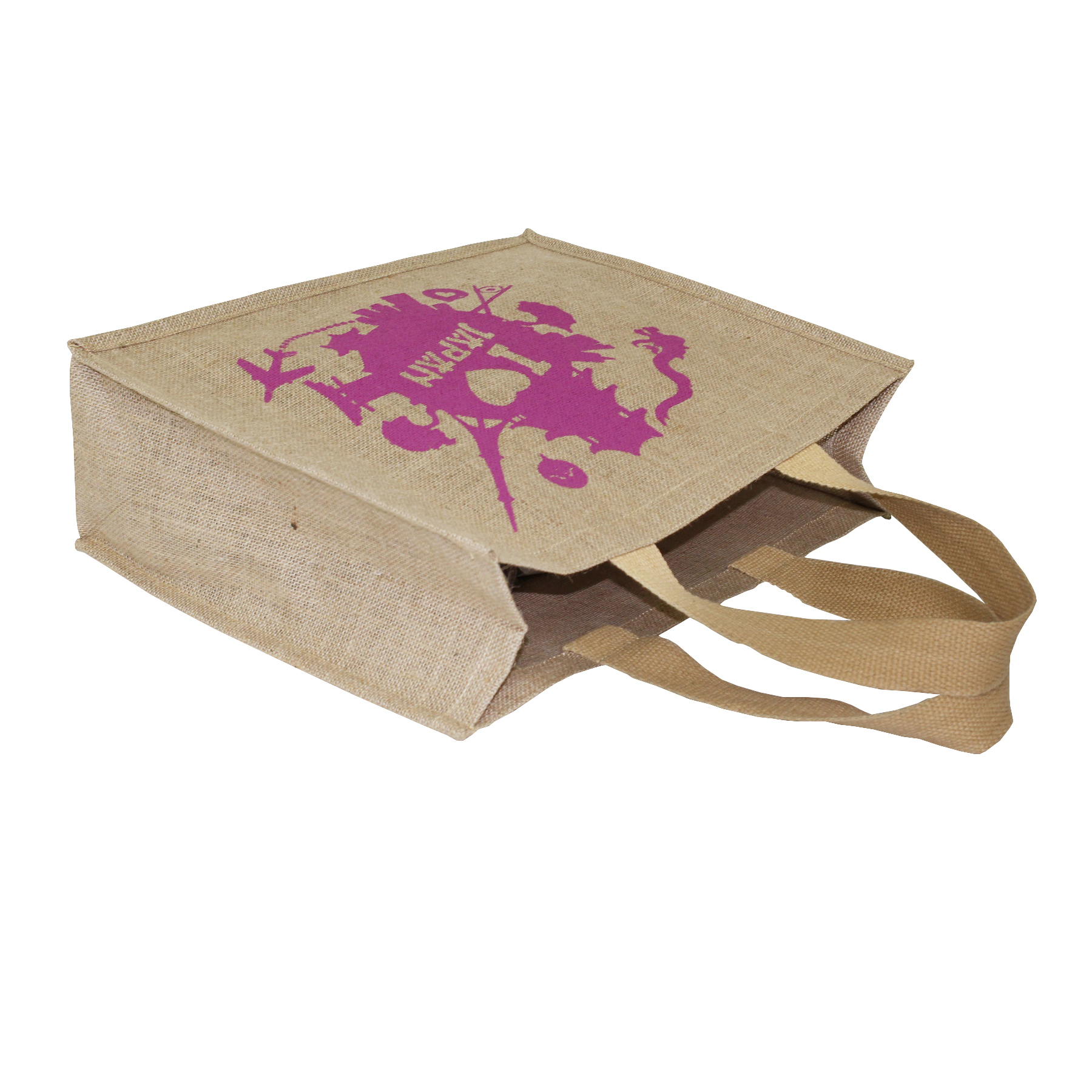 Re-useable Pp Laminated Jute Shopping Bag With Web Handle