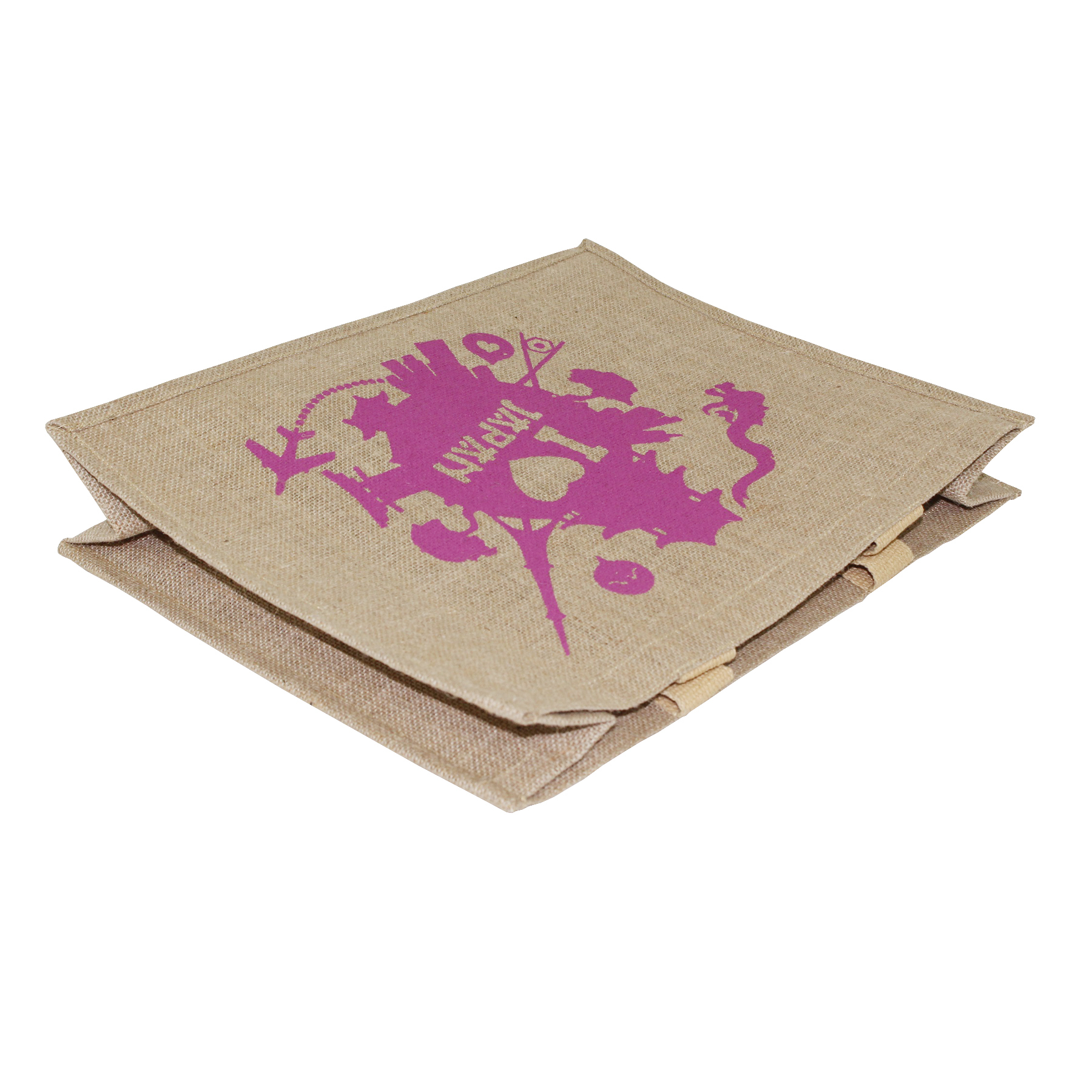 Re-useable Pp Laminated Jute Shopping Bag With Web Handle