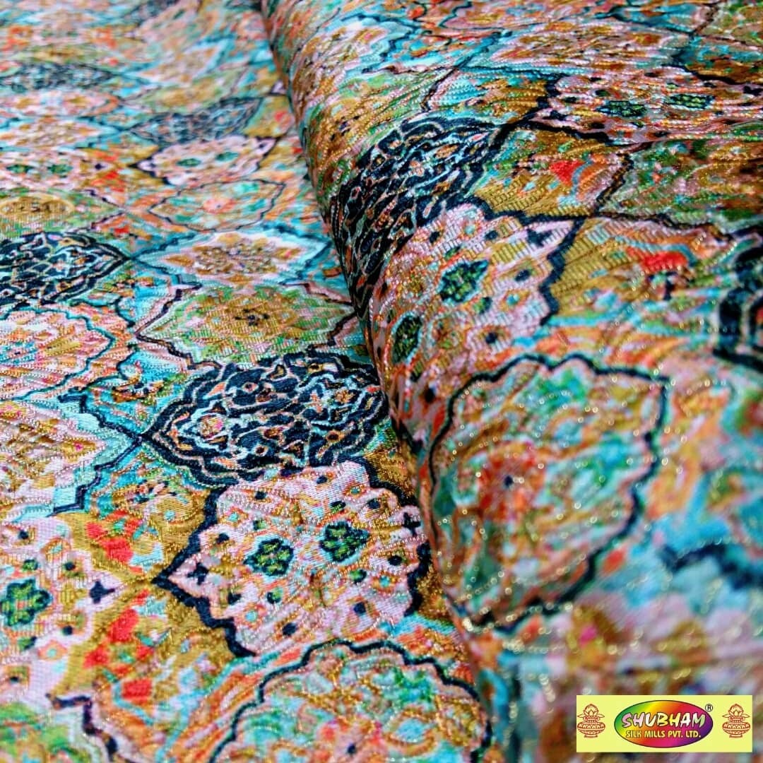 Sherwani Digital Print Fabric - Brocade, 58 Inch Width, 100 Cm Length | Multi Colors, Washable, Jacquard Pattern, Ideal For Wedding Wear