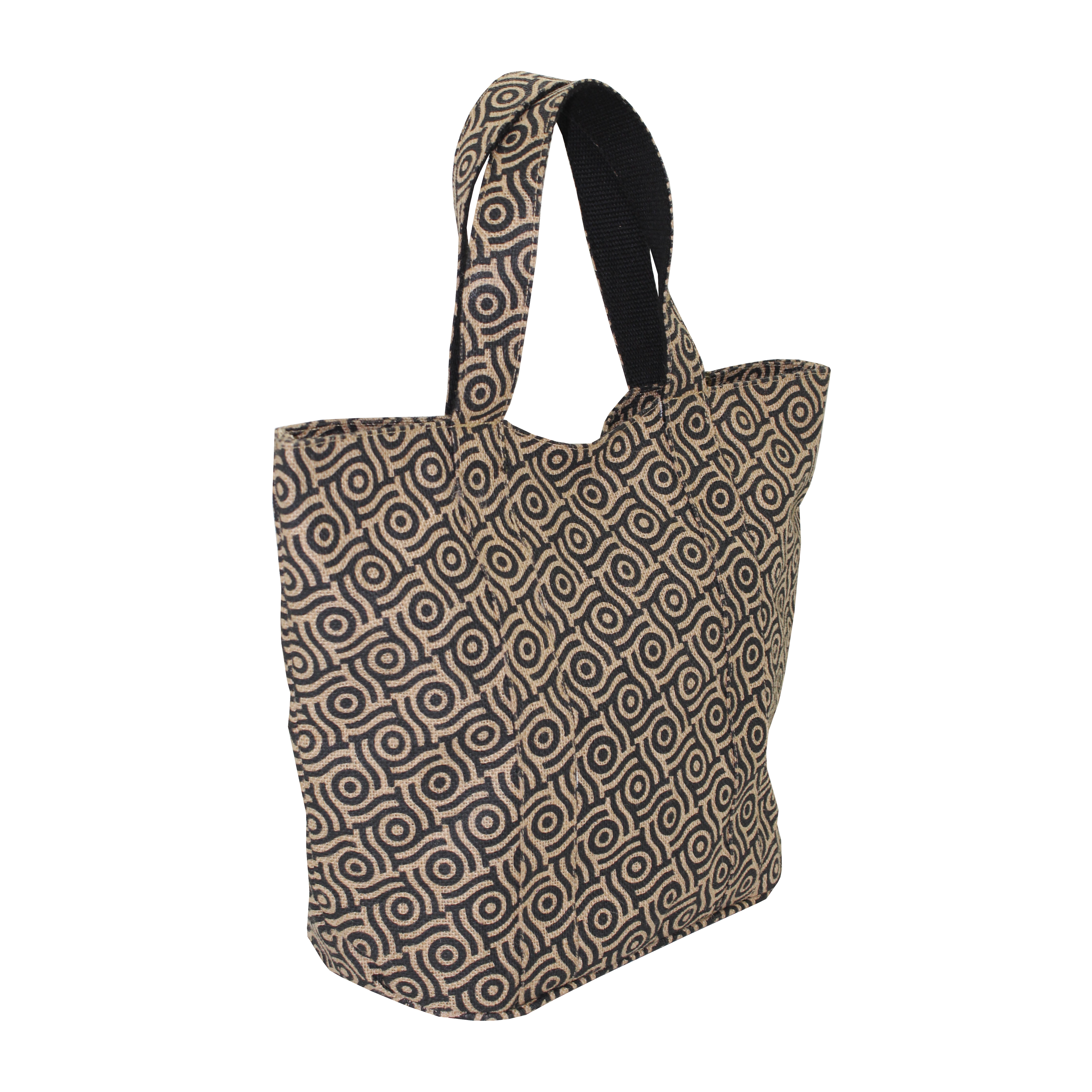 Re-useable Inside Open Coin Mobile Pocket Pp Laminated Jute Beach Bag
