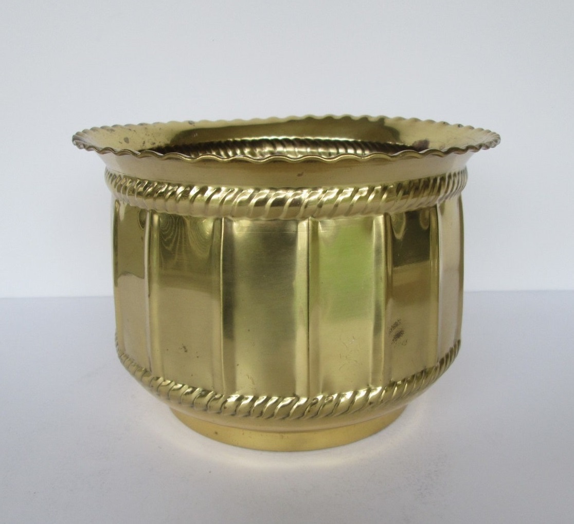 Large Vintage Brass Planter