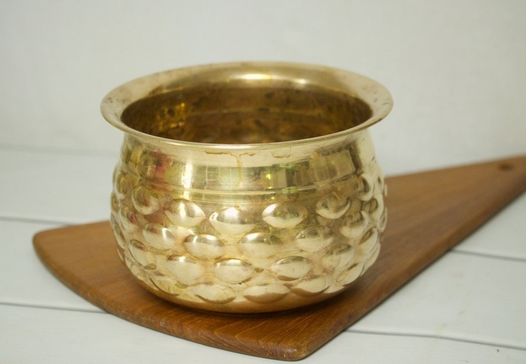 Brass Square Shaped Planter With Two Handle Set Of Three