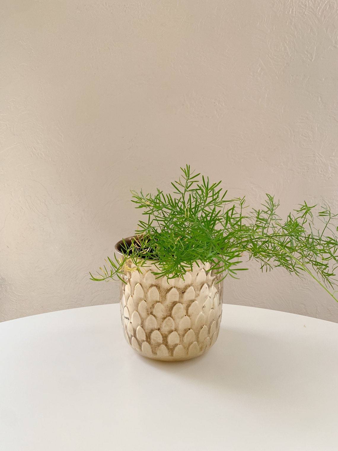 Brass Cross Line Gold Polished Planter