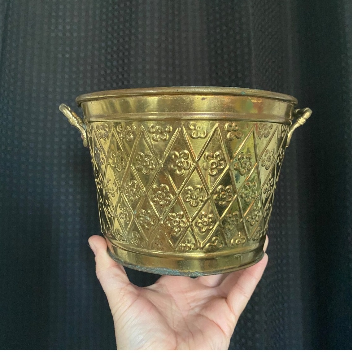 Brass Footed With Peacock Handle Planter