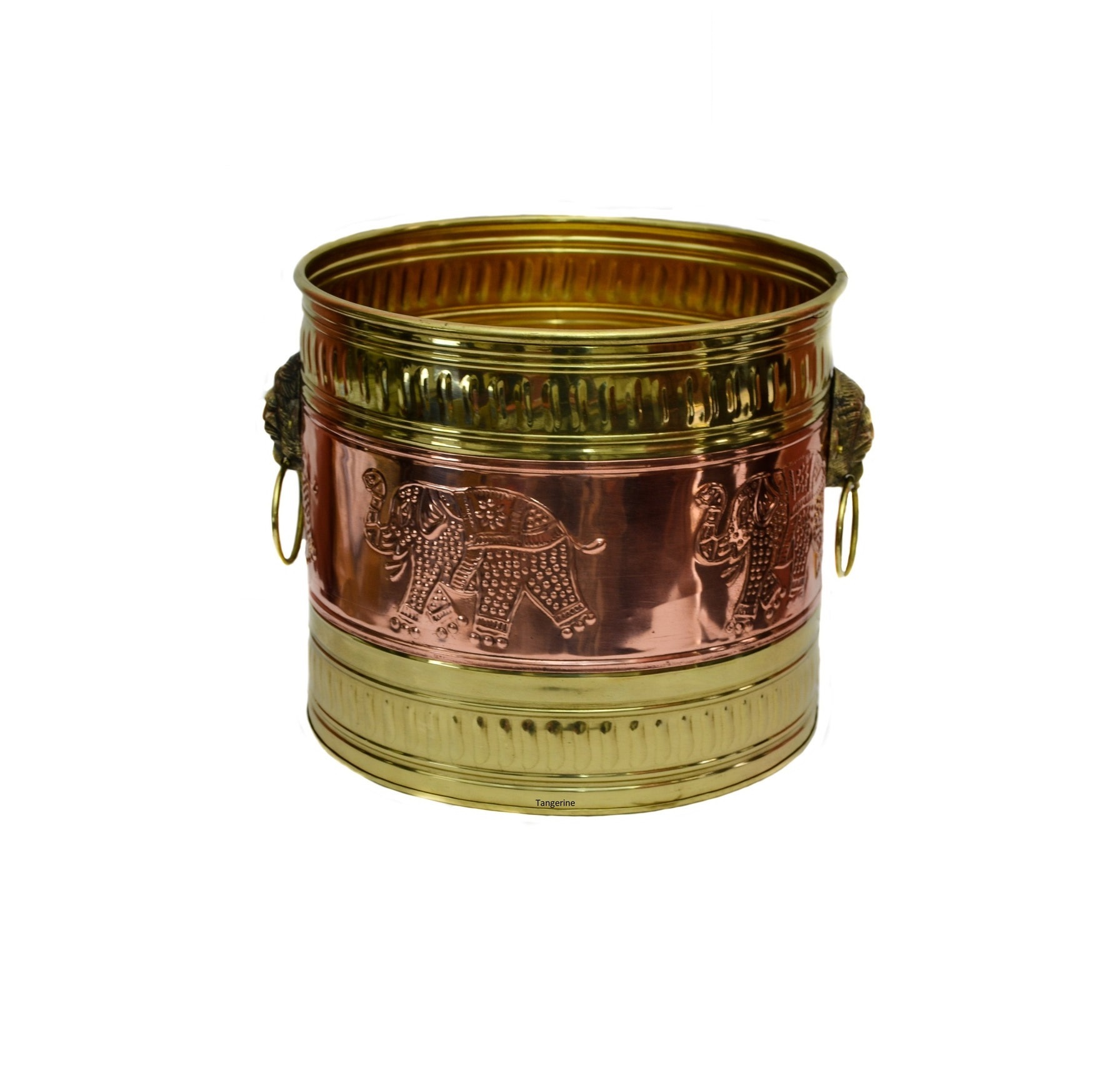 Brass Textured Engraved Round Planter