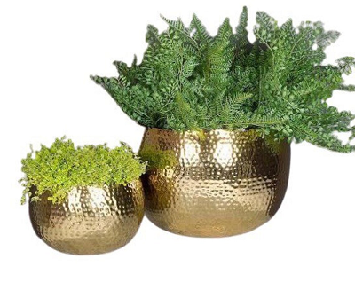 Brass Textured Engraved Round Planter