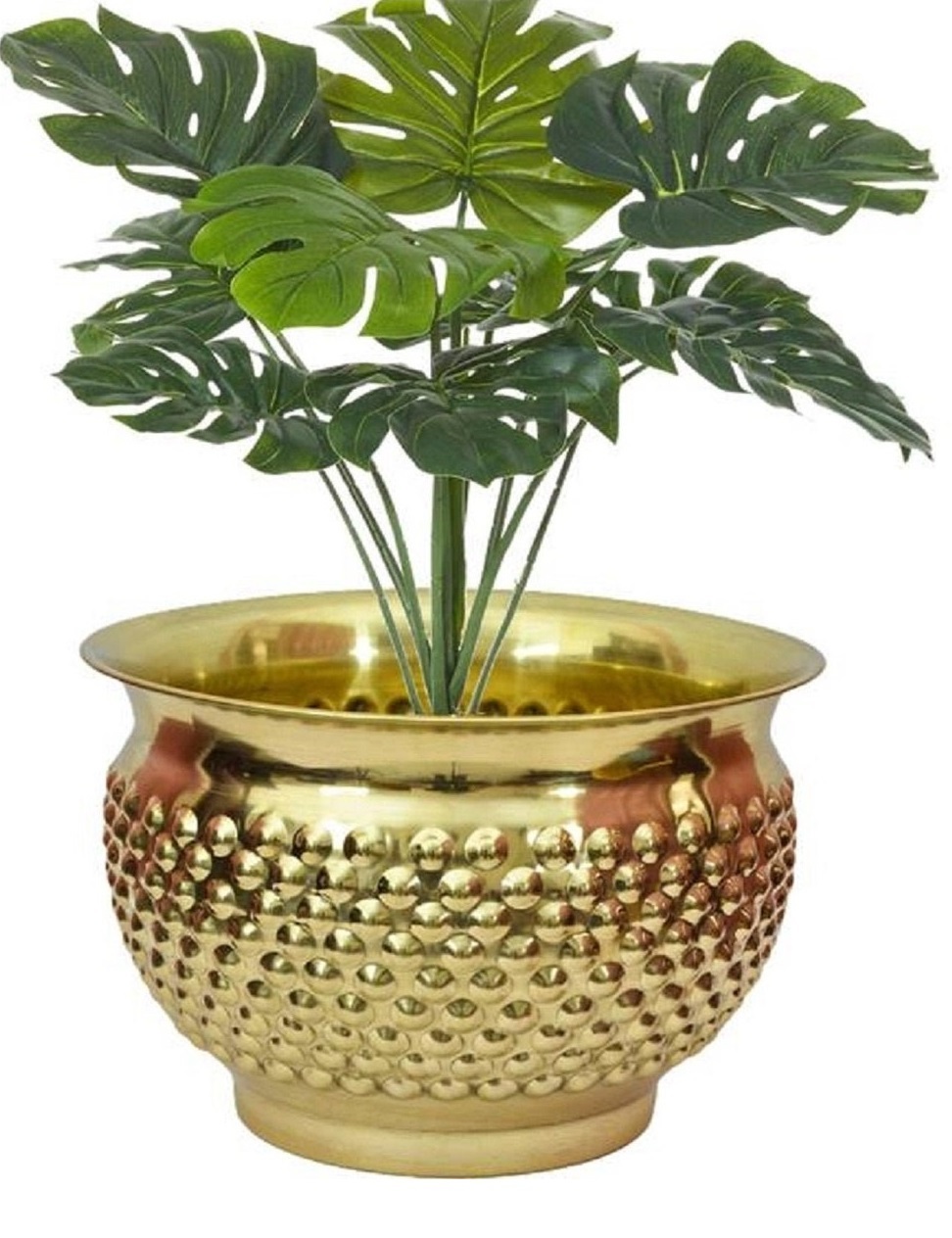 Brass Textured Engraved Round Planter