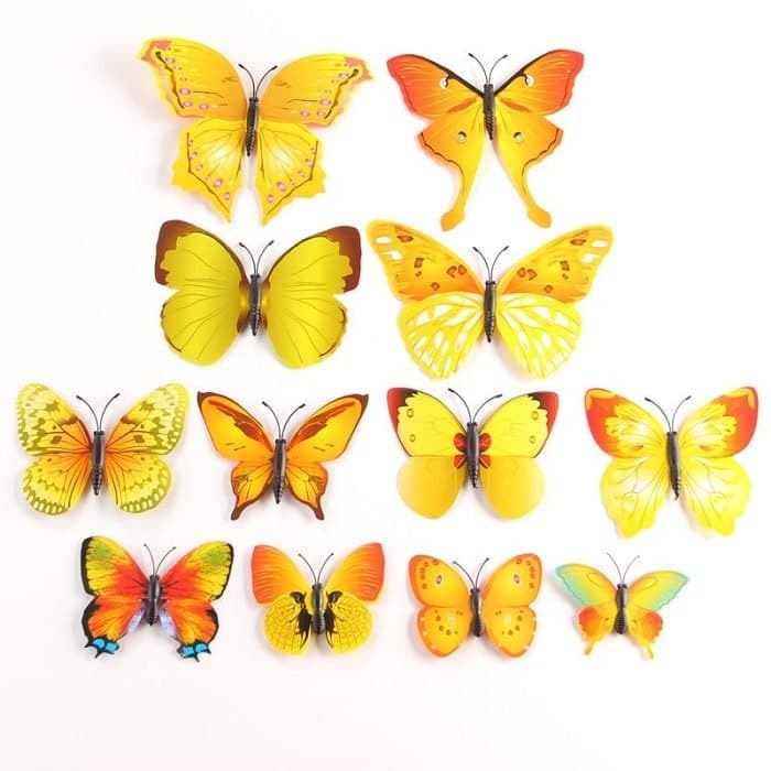 12 Pcs Butterfly Wll Sticker (Random Colour)