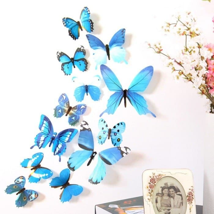 12 Pcs Butterfly Wll Sticker (Random Colour)