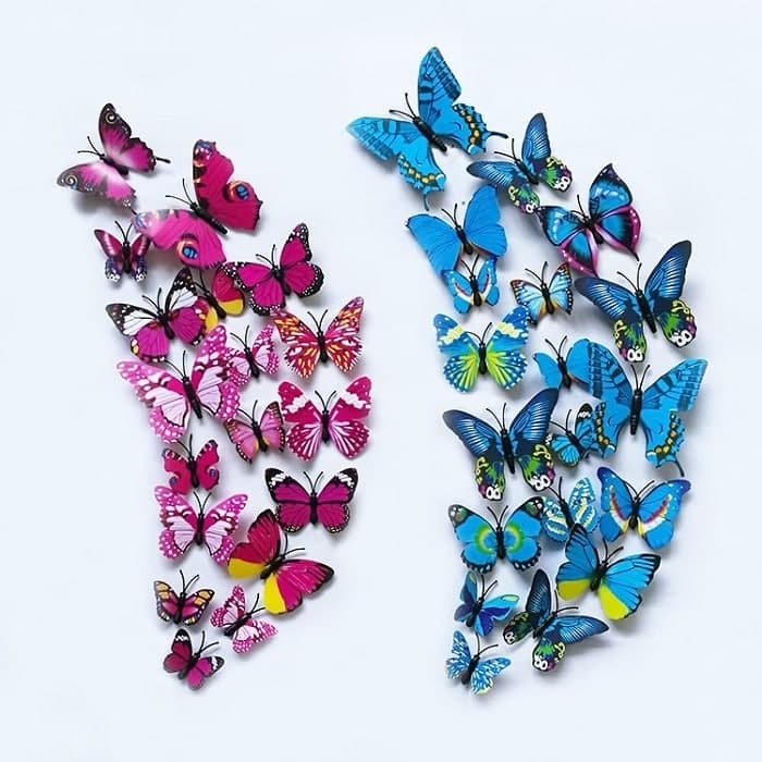 12 Pcs Butterfly Wll Sticker (Random Colour)