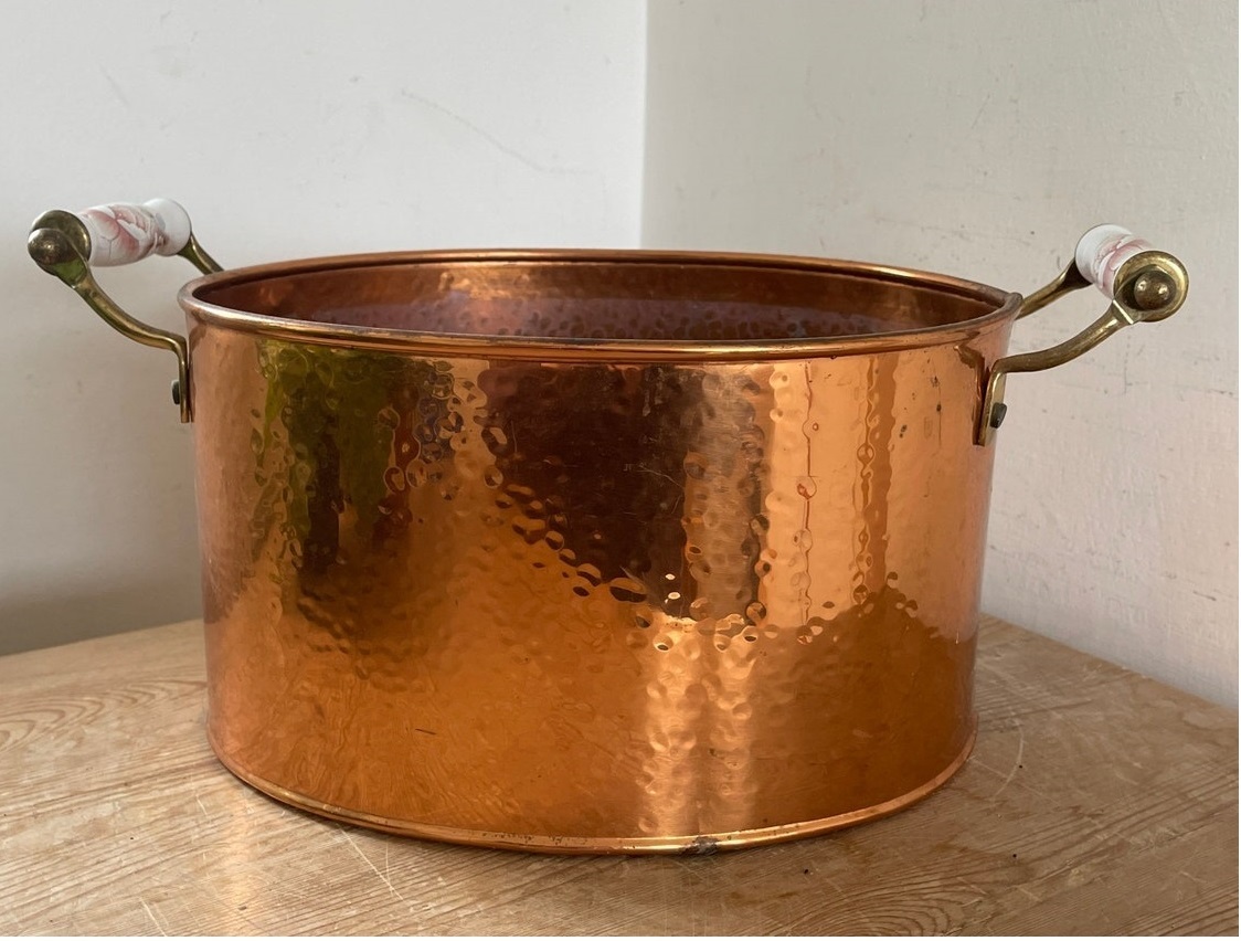 Brass Texture Square Shaped Withtwo Handle Planter