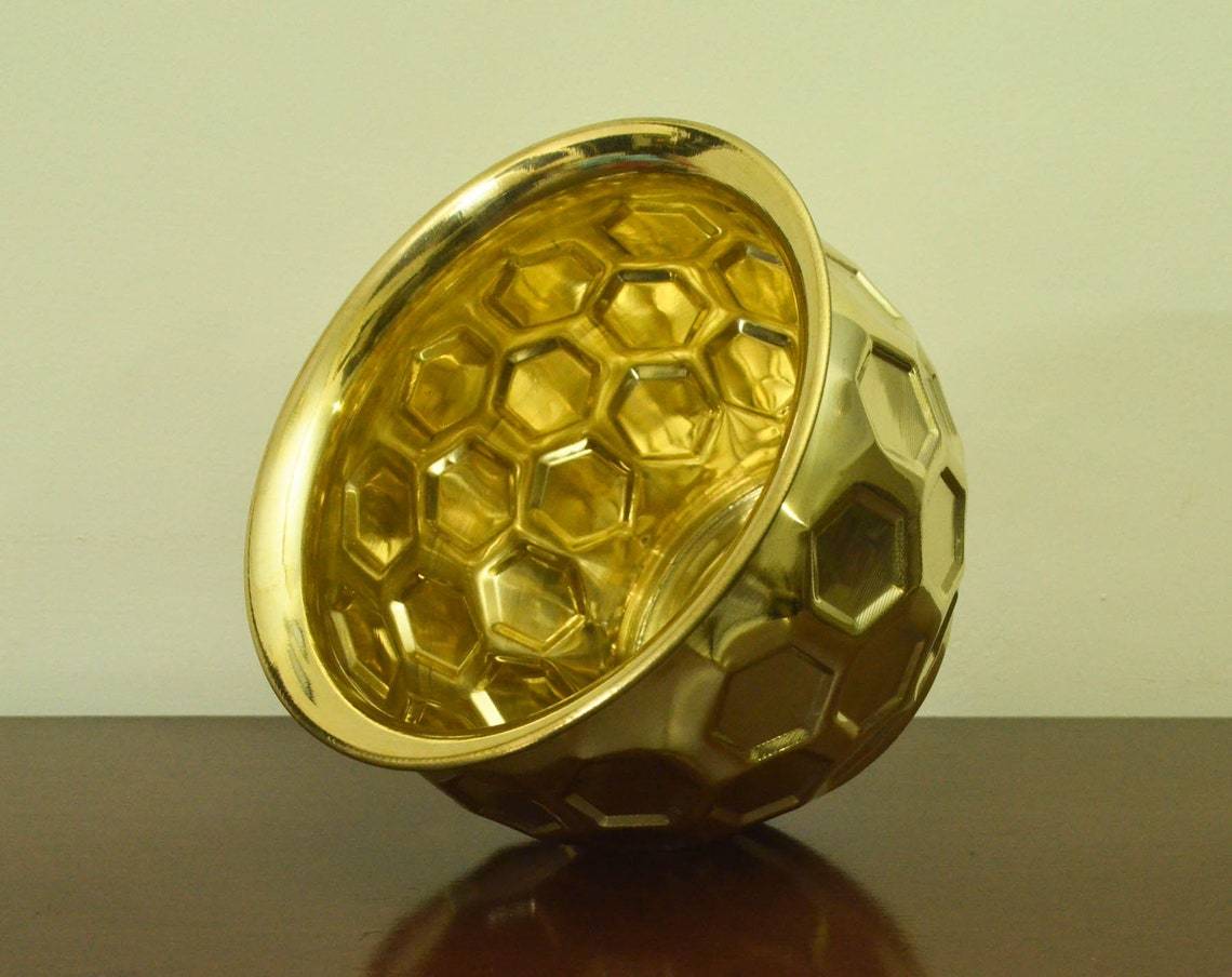 Brass Small Lion Faced Engraved Handle Planter