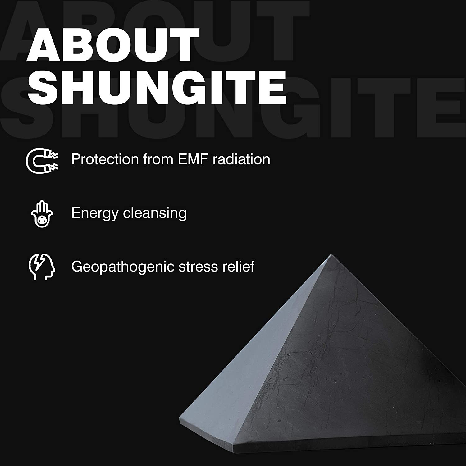 Shungite Pyramid Black Polished Authentic Karelian Genuine Shungite Stone Figure From Karelia Grade: Aaa