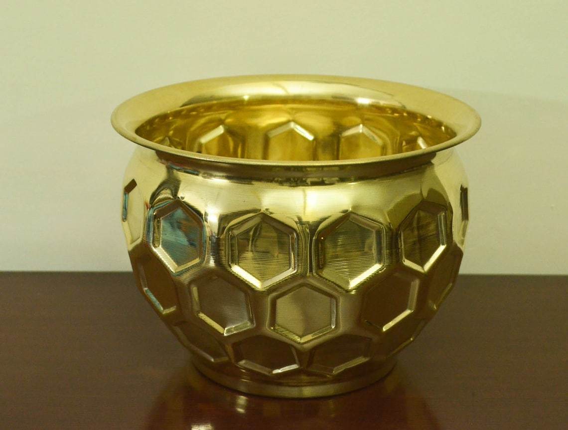 Brass Lion Faced With Two Big Handle Planter