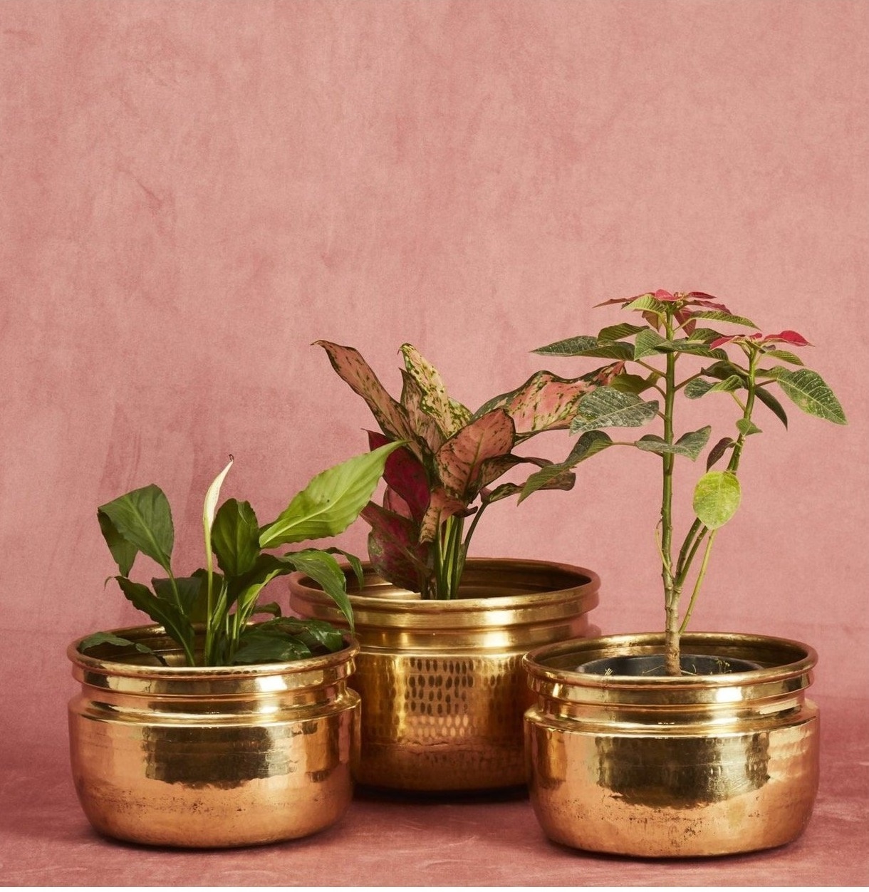 Brass Planter With Stand Set Of Three
