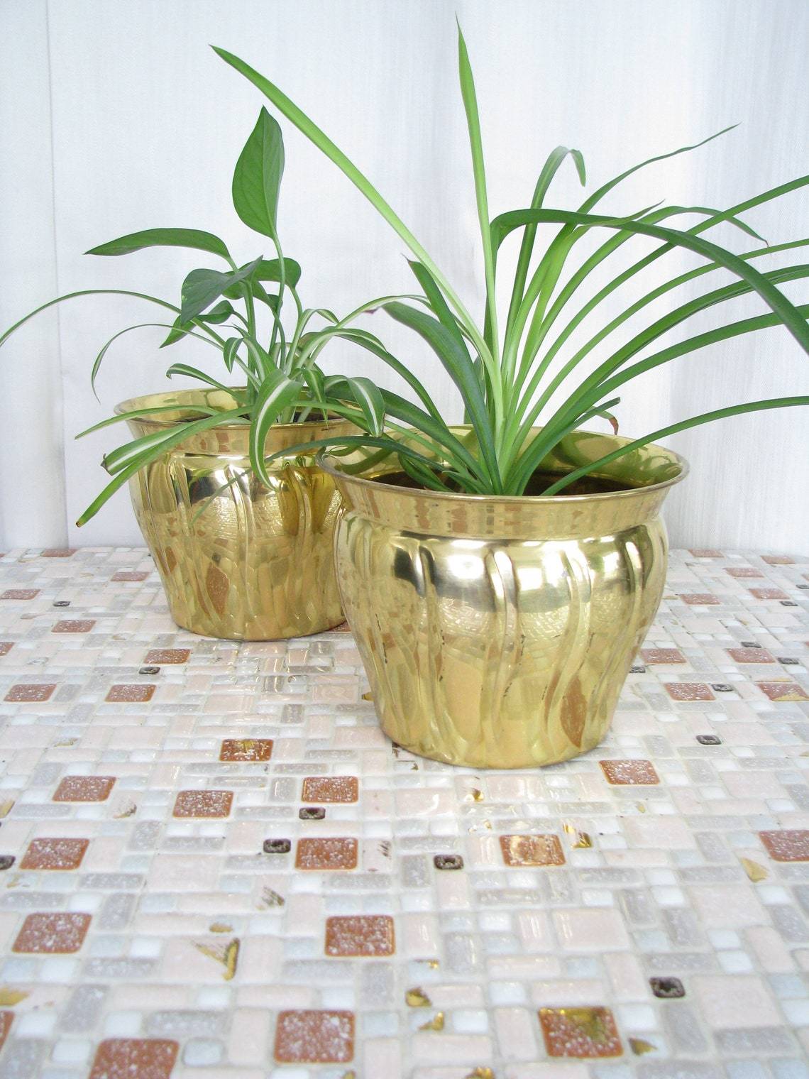 Brass Planter With Stand Set Of Three