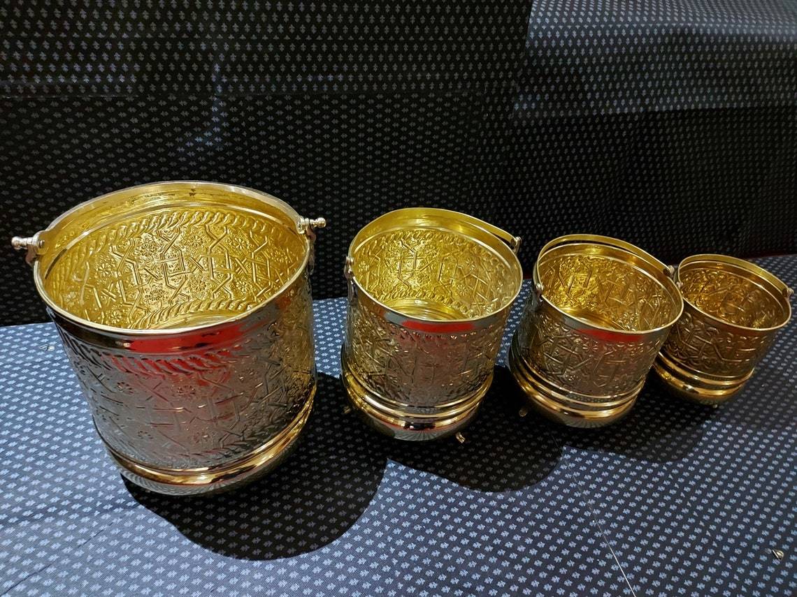 Brass Planter With Stand Set Of Three