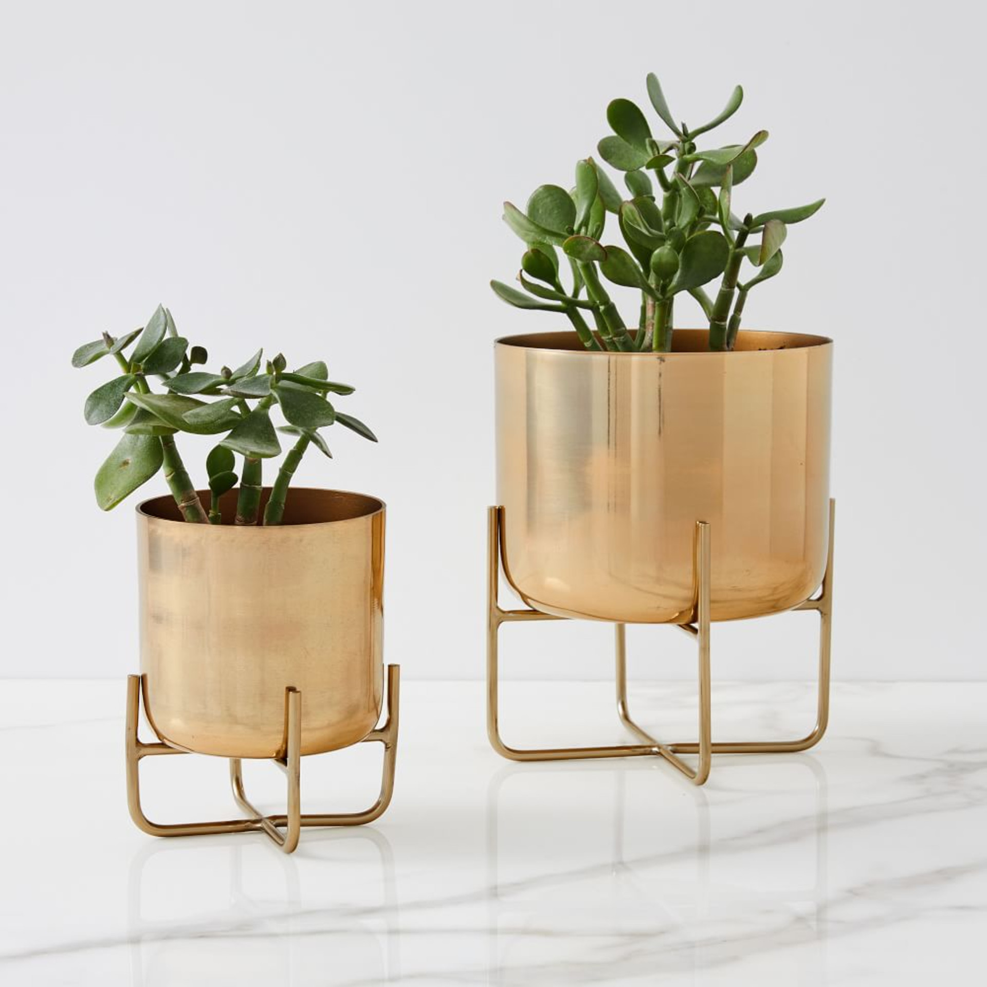 Brass Planter With Stand Set Of Three