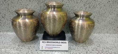 8 इंच पूर्ण उत्कीर्ण प्यूटर पीतल श्मशान कलश अंतिम संस्कार की आपूर्ति
