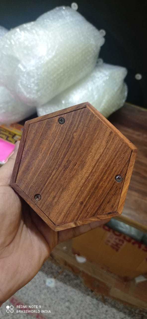 Hexagon Shaped Pet Paw Printed Wood Cremation Urn