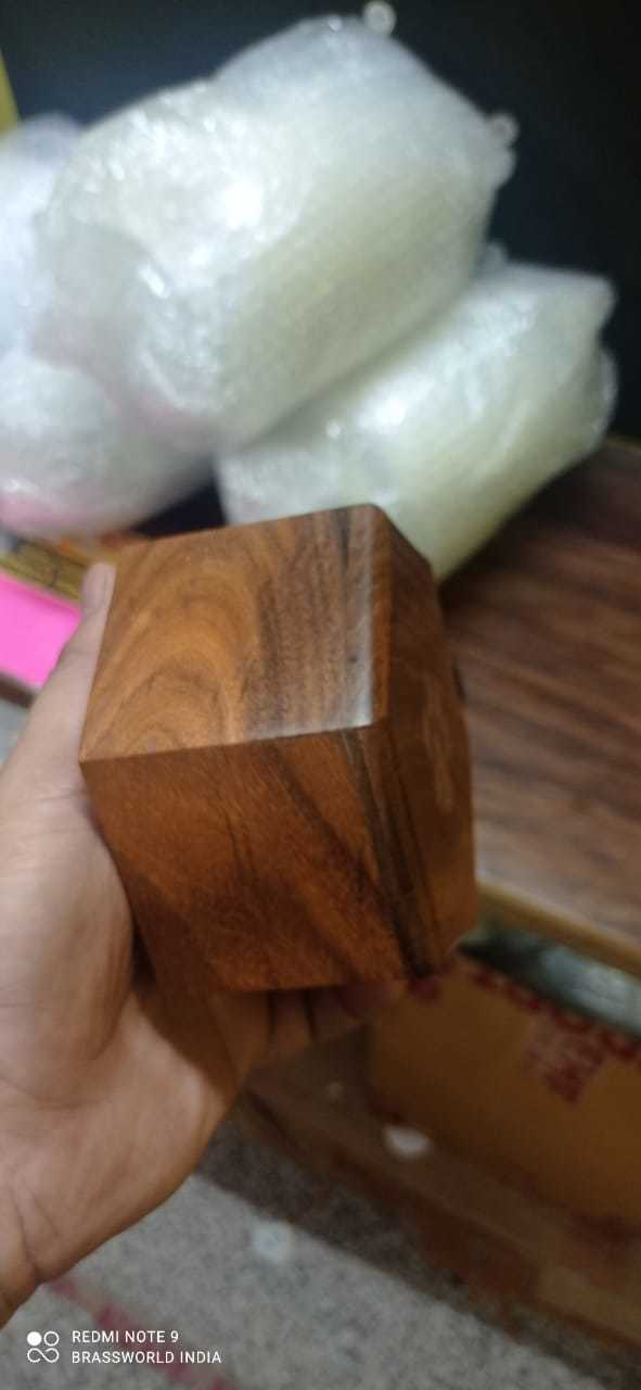 Hexagon Shaped Pet Paw Printed Wood Cremation Urn