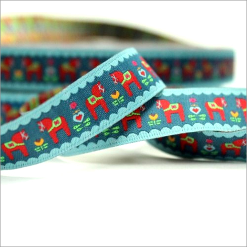 Printed Woven Jacquard Ribbons - Polyester, 50 Meter Length, 10 Mm Width | Available In Different Colors, Printed Pattern, Skin-friendly Design