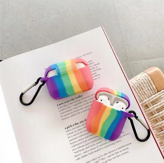 Rainbow Airpods Pro Case - Silicone Body, Colorful Rainbow Design | Compatible With Android, 1 Year Warranty