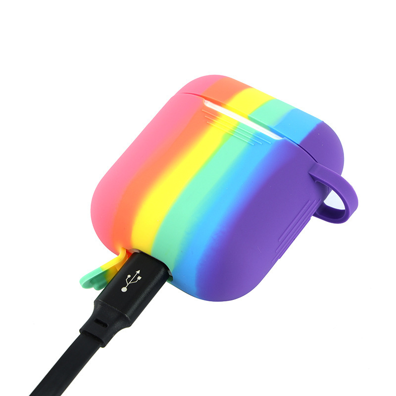 Airpods Rainbow Case - Silicone Material, Android Compatibility, Colorful Design | 1-year Warranty, Vibrant Rainbow Aesthetic