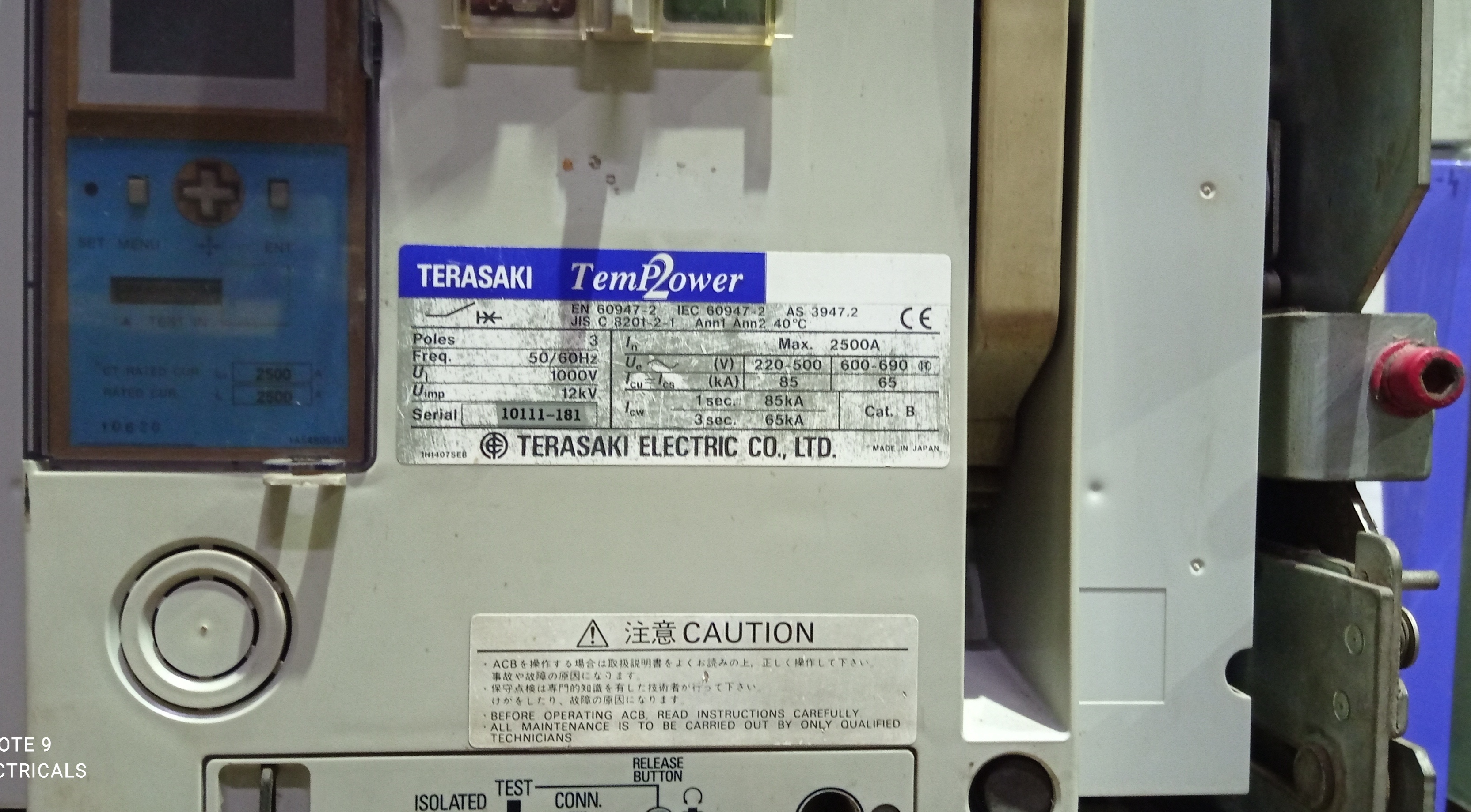 Terasaki 2500a Air Circuit Breaker
