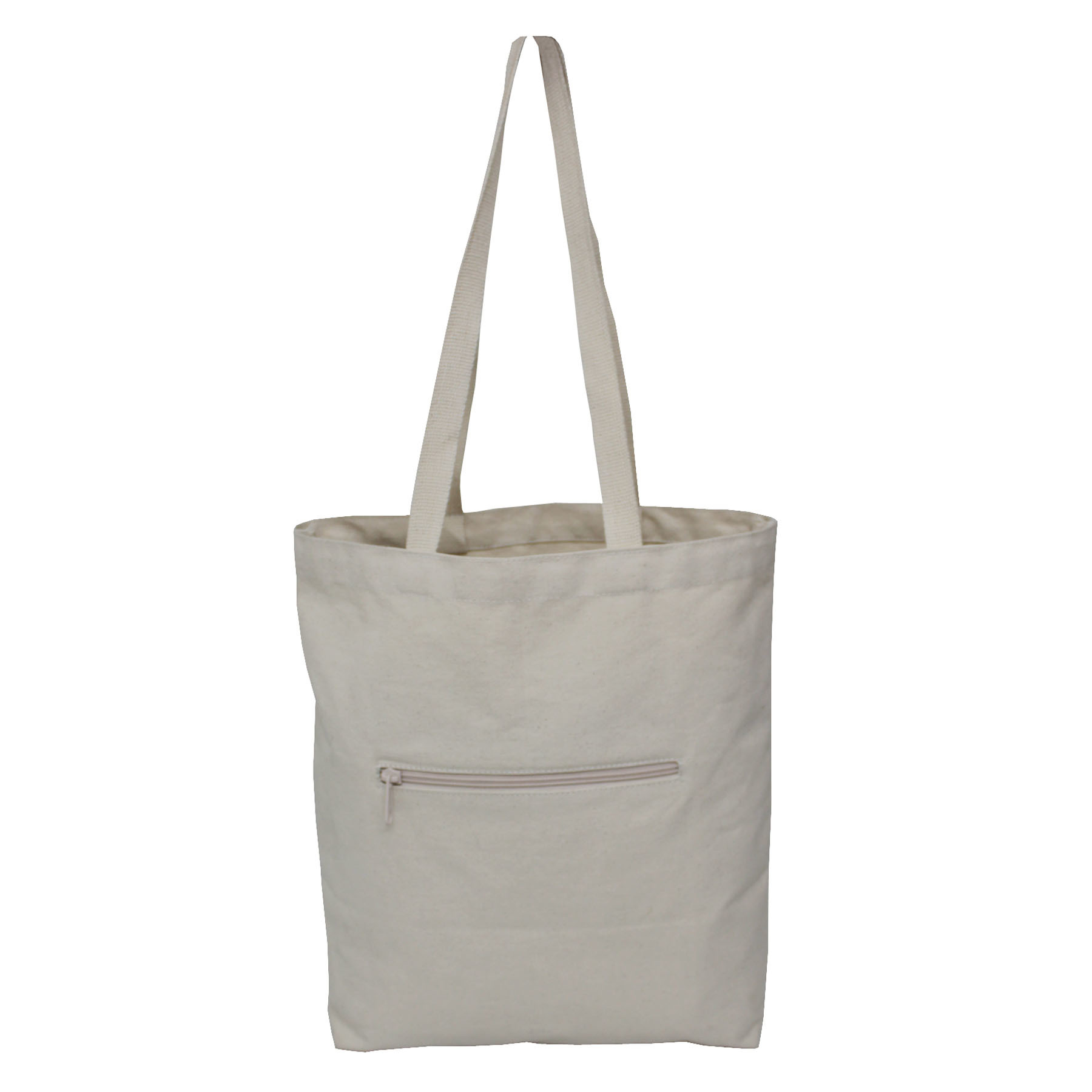 Canvas Tote Bag - 12 Oz, 37h X 37w X 8cm Dimensions, Zip Pocket On Back, Eco-friendly And Reusable Design, Heat Transfer Print Customization, Open Closure, 5kg Capacity