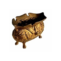 Brass Hammered Planter With Bird Engraved