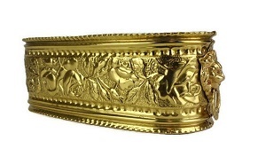 Brass Hammered Planter With Bird Engraved