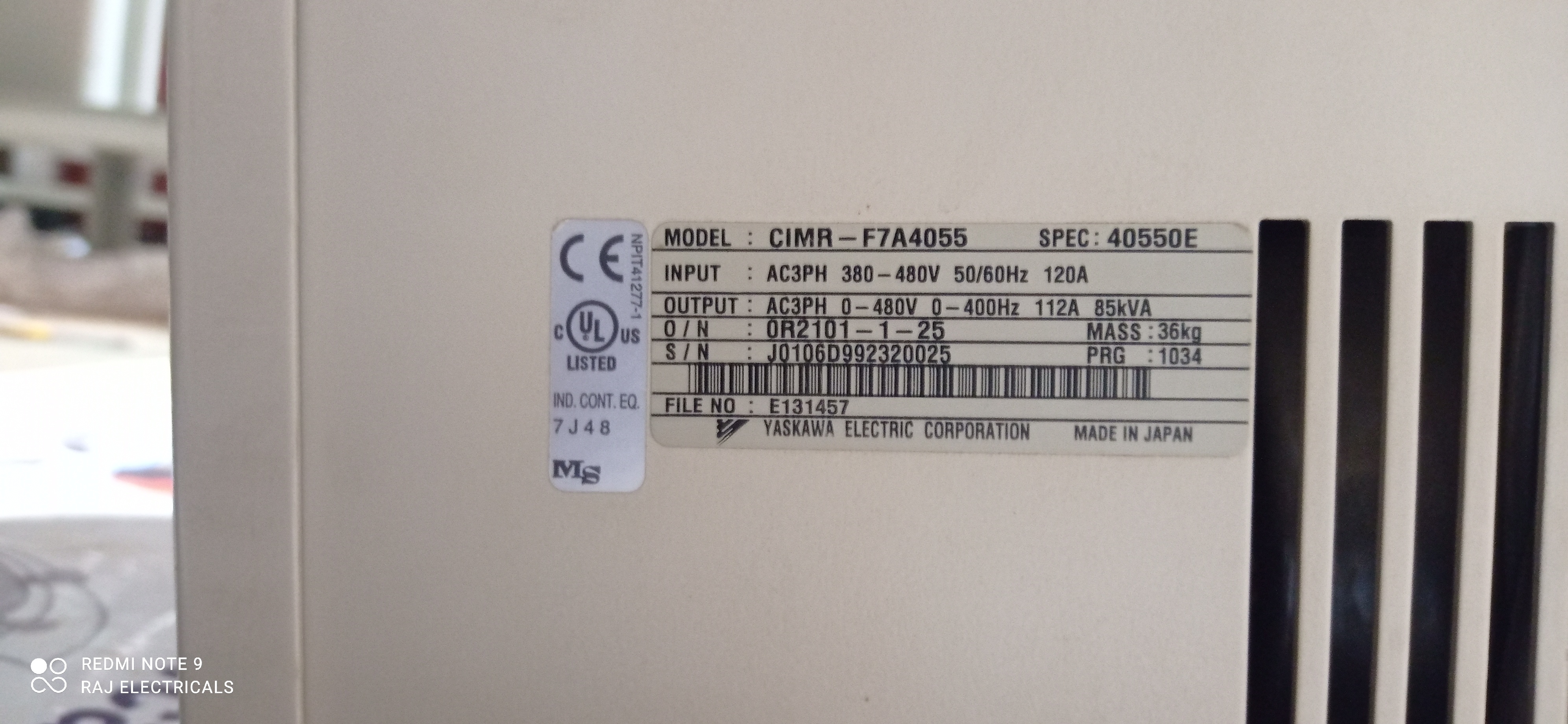 Yaskawa Varispeed F7 75 Hp Ac Drive