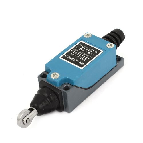 ME-8122 Rotary Adjustable Roller Mini Limit Switch - Plastic & Rubber, 110 x 28 x 25mm, Black & Blue | Automatic Reset, AC250V 5A/DC115V 0.4A